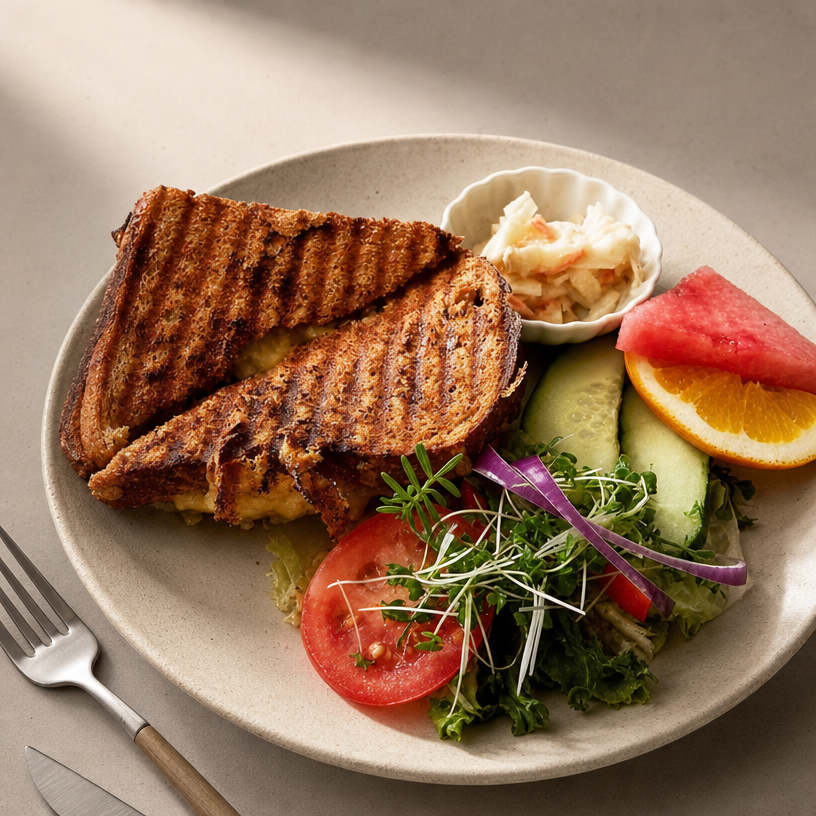 Warm lunch and grill-night feel